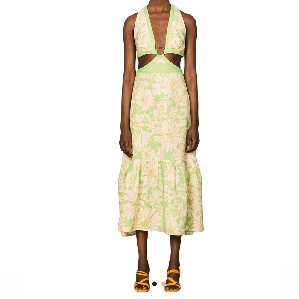 Sandro Ludmila Green cut out midi Sundress Resort Wear vacation 10
